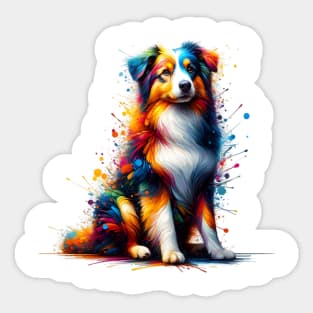 Vibrant Miniature American Shepherd in Abstract Splashes Sticker